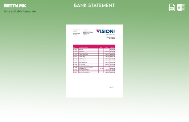 модерен стил Парагвај Визија Банко банка извод шаблон ексел